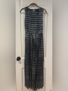 Anthropologie Neuw Blue and White Open Back Maxi Dress